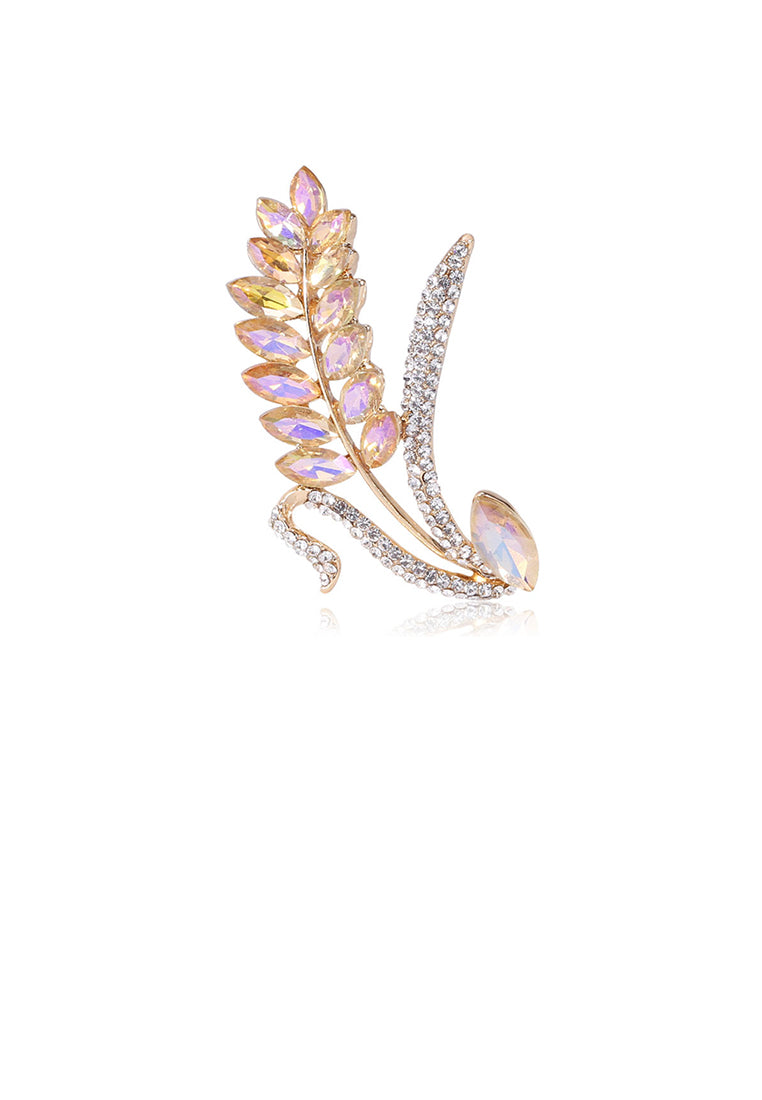 Fashion Bright Wheat Brooch with Cubic Zirconia - Luxurious Look