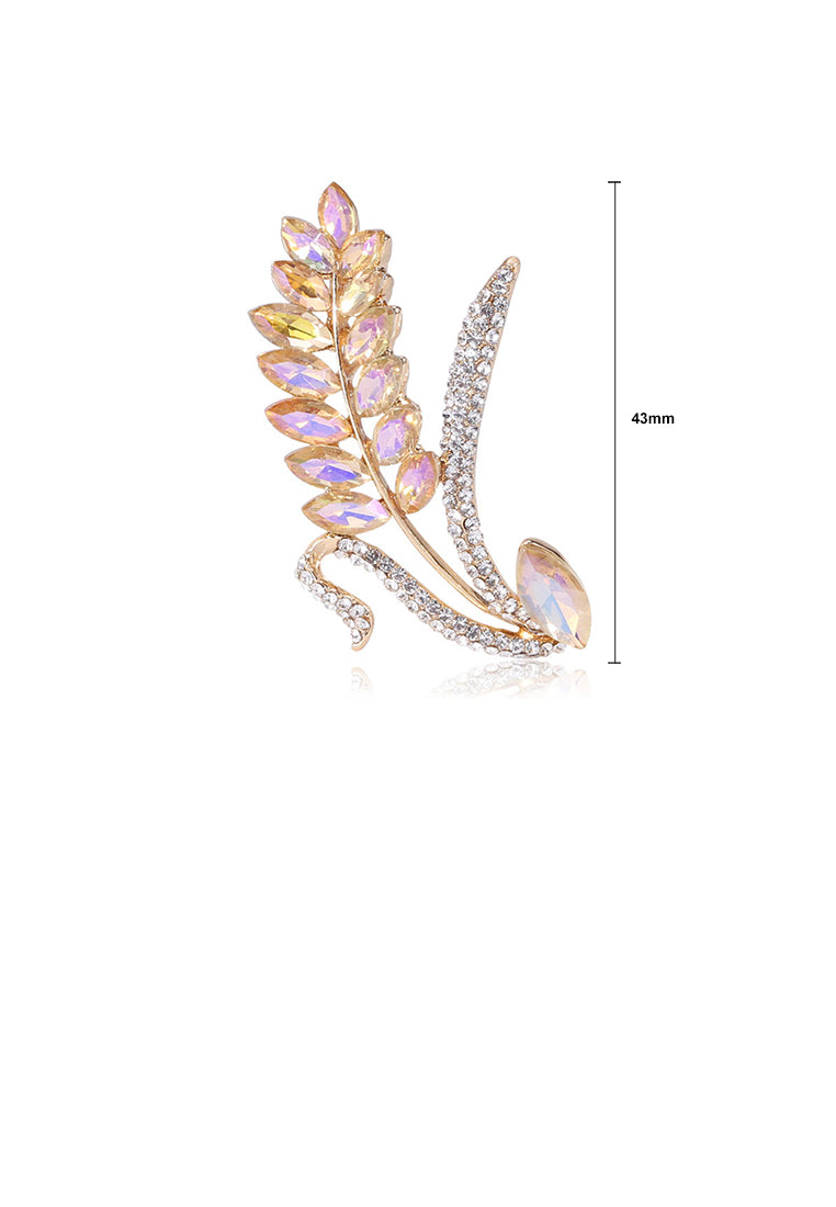 Fashion Bright Wheat Brooch with Cubic Zirconia - Luxurious Look