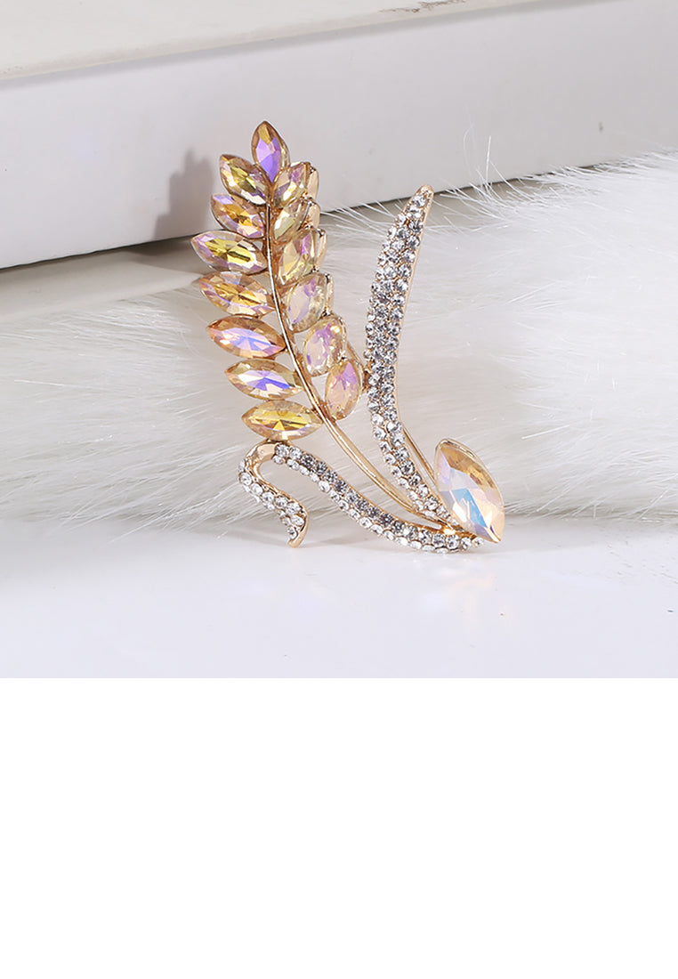 Fashion Bright Wheat Brooch with Cubic Zirconia - Luxurious Look