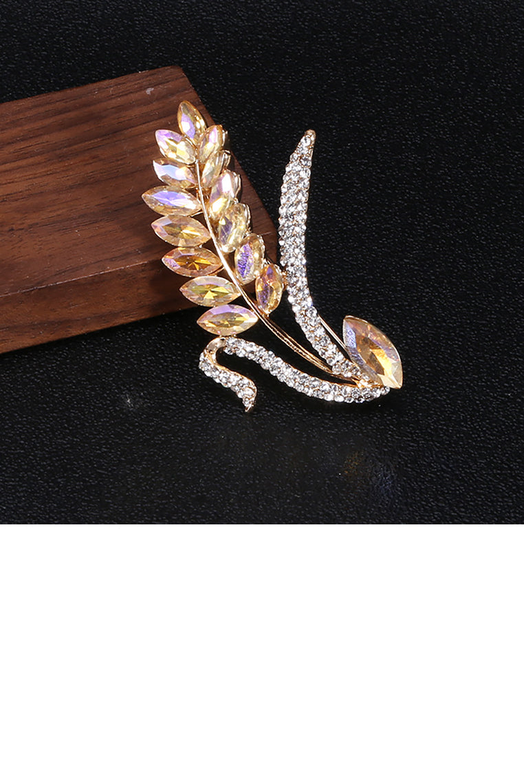 Fashion Bright Wheat Brooch with Cubic Zirconia - Luxurious Look