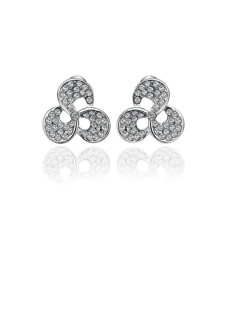 Fashion Three-leafed Clover Stud Earrings with Austrian Element Crystal