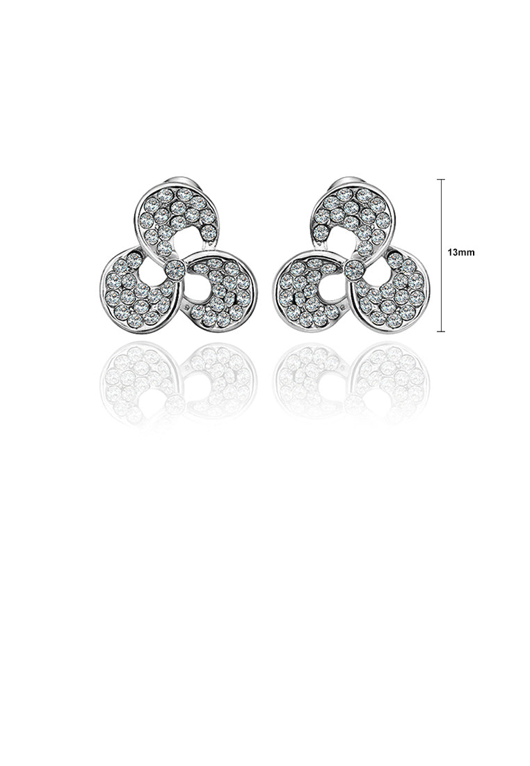 Fashion Three-leafed Clover Stud Earrings with Austrian Element Crystal