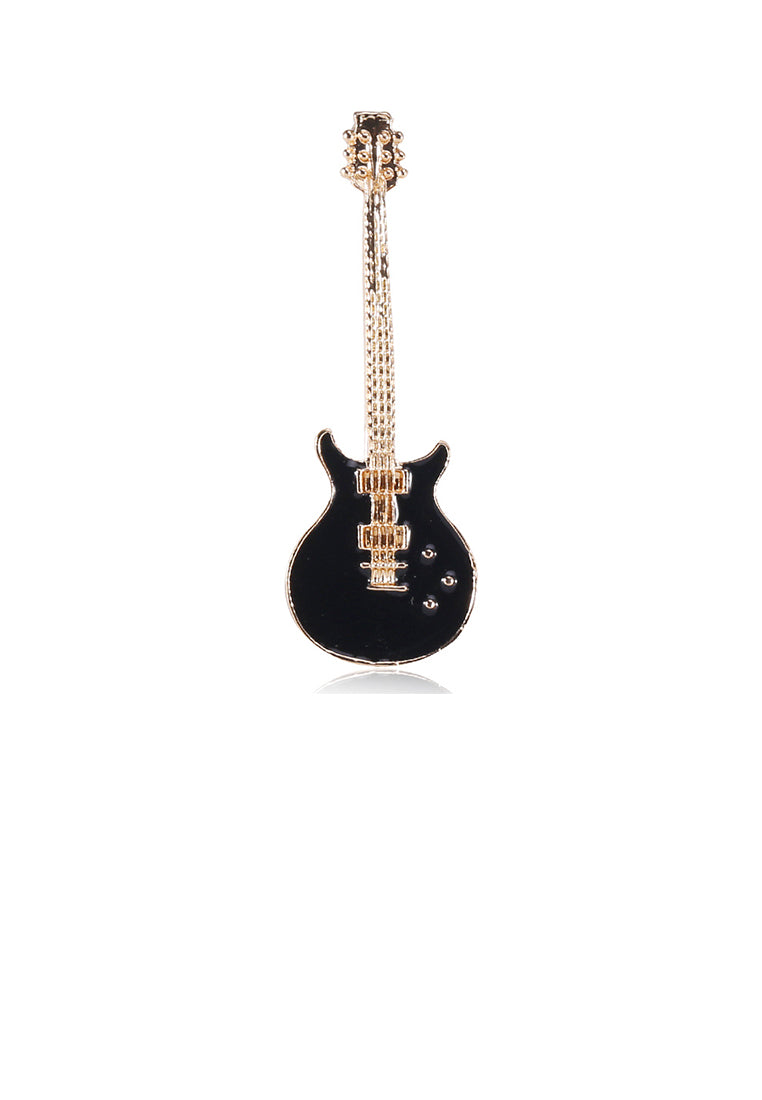 Simple Personality Plated Gold Electric Guitar Brooch