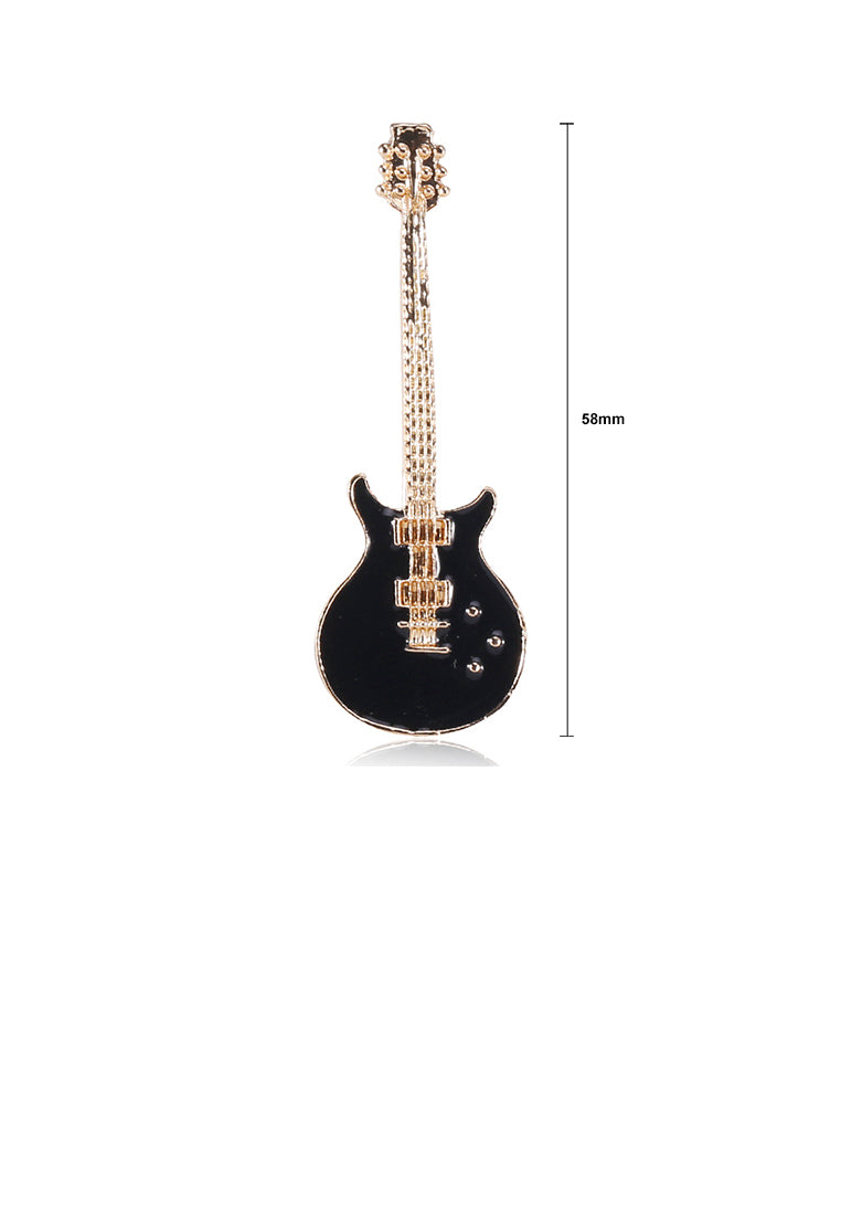Simple Personality Plated Gold Electric Guitar Brooch