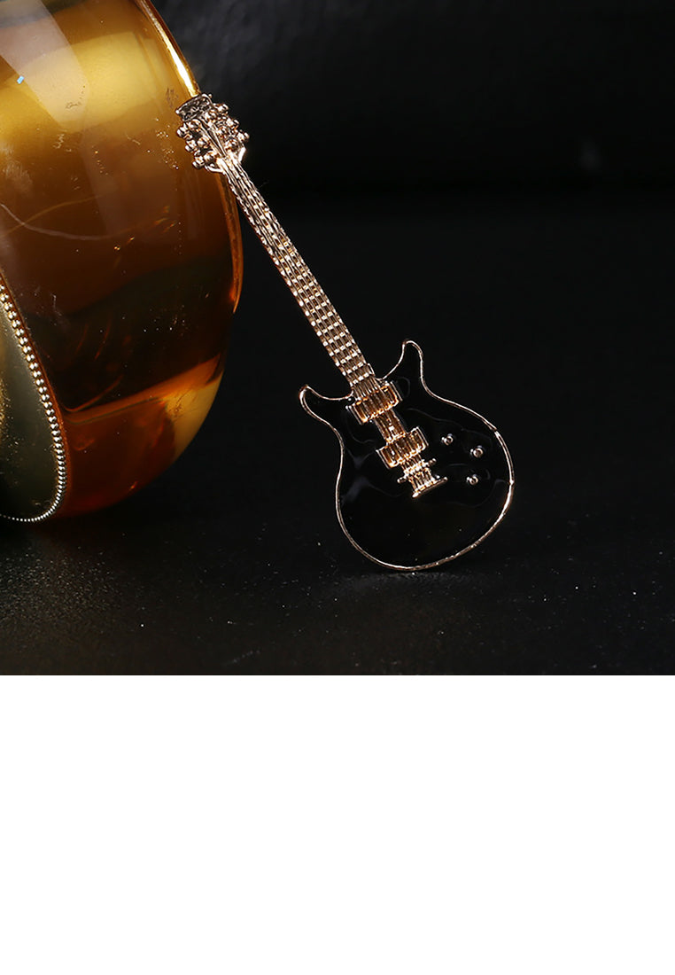 Simple Personality Plated Gold Electric Guitar Brooch