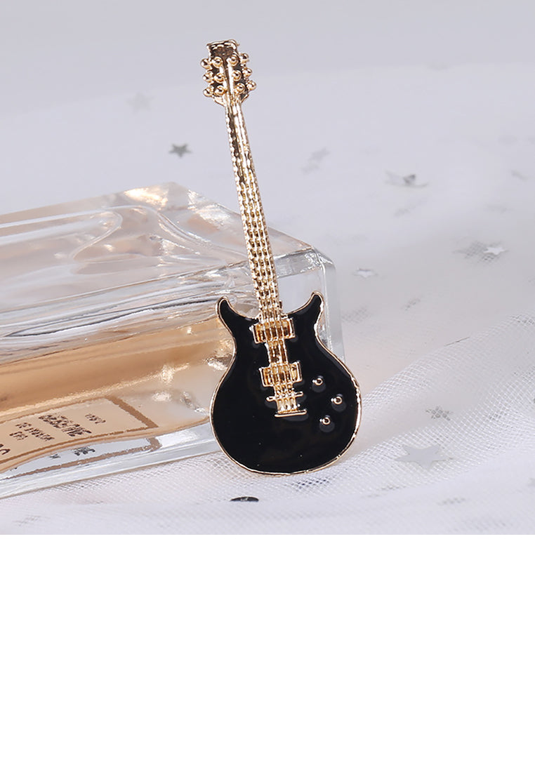 Simple Personality Plated Gold Electric Guitar Brooch