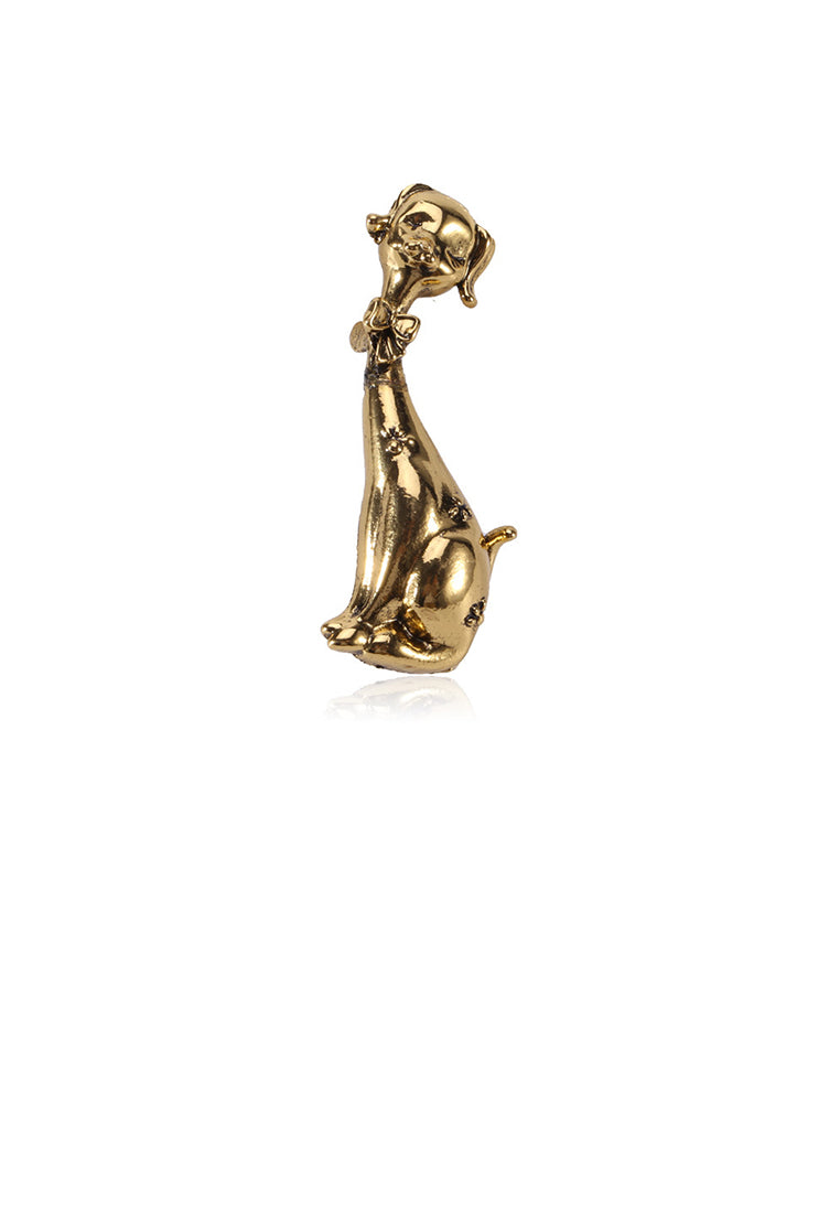 Simple and Cute Plated Gold Puppy Brooch