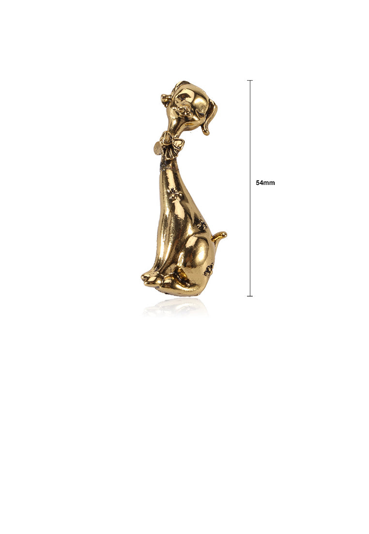 Simple and Cute Plated Gold Puppy Brooch