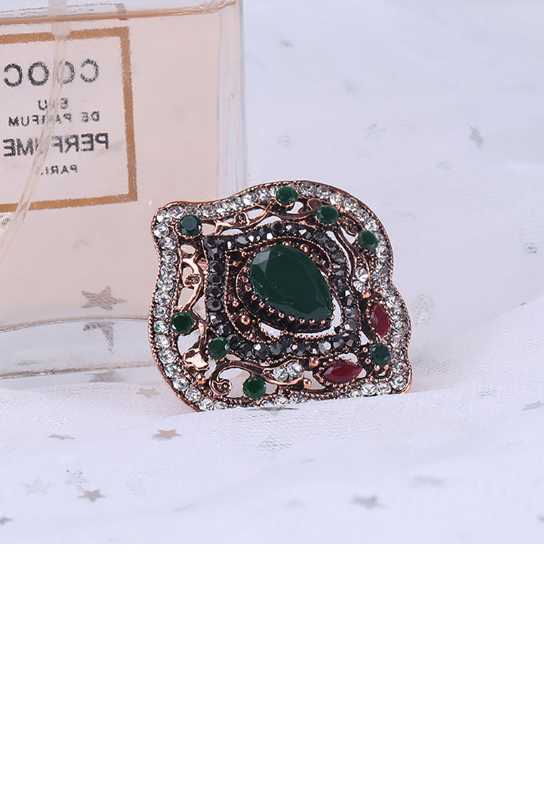 Elegant Vintage Plated Gold Geometric Pattern Brooch with Cubic Zirconia - Luxurious Look