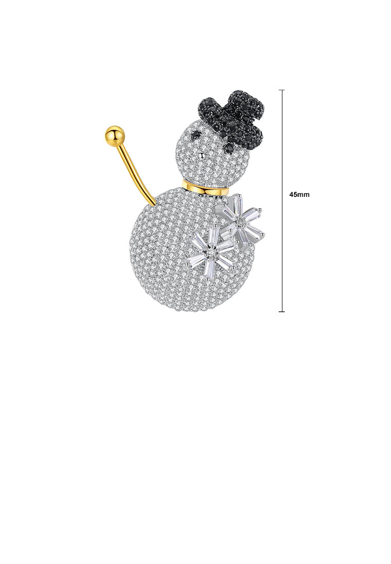 Fashion Bright Snowman Brooch with Cubic Zirconia - Luxurious Look