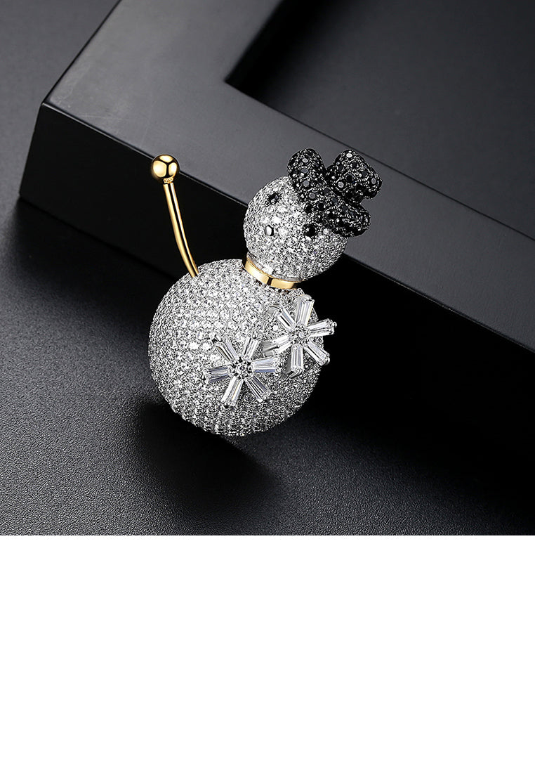 Fashion Bright Snowman Brooch with Cubic Zirconia - Luxurious Look