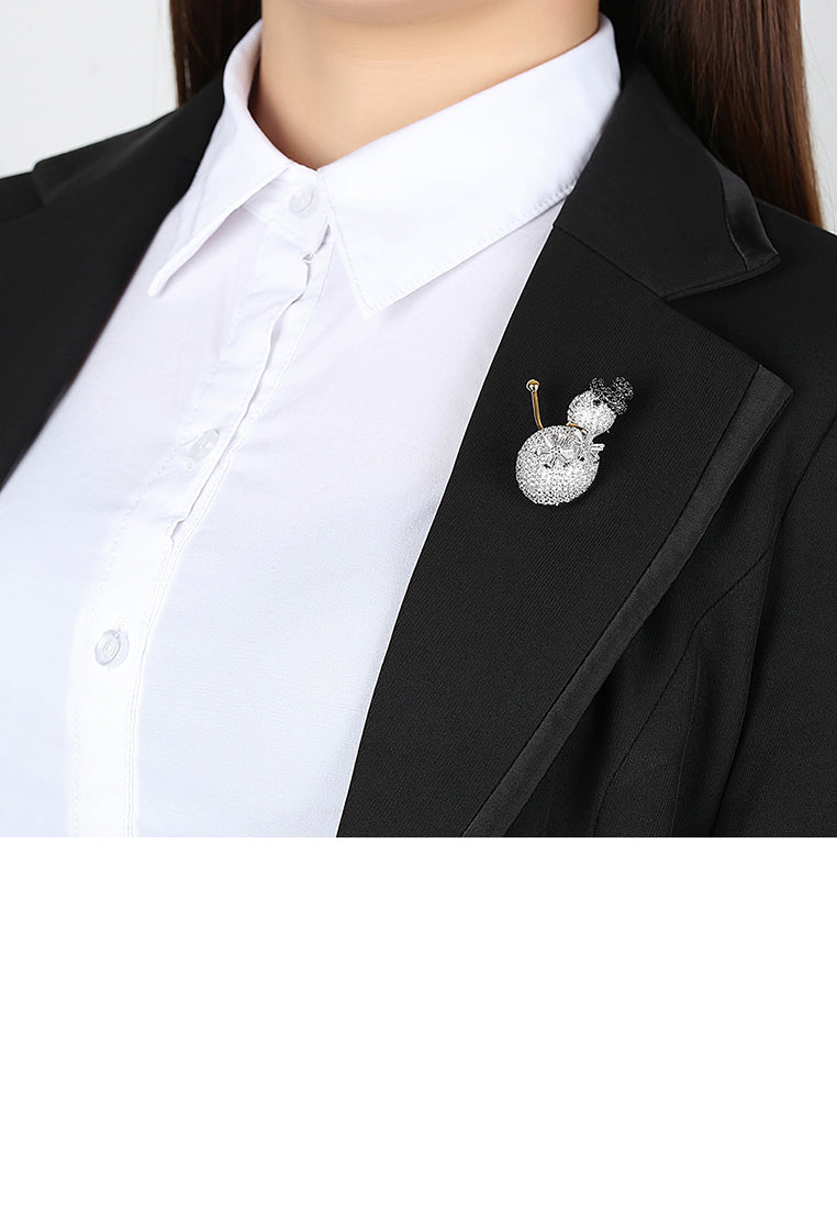 Fashion Bright Snowman Brooch with Cubic Zirconia - Luxurious Look