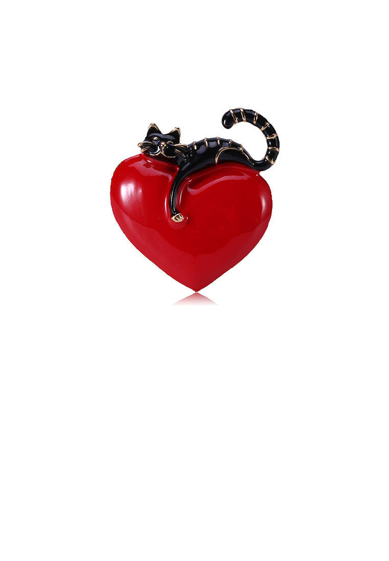 Fashion Cute Black Cat Heart-shaped Brooch