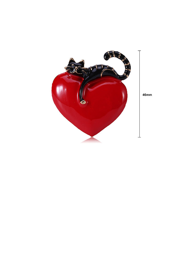 Fashion Cute Black Cat Heart-shaped Brooch