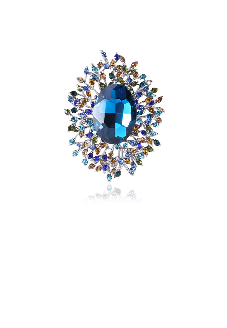 Fashion Elegant Geometric Pattern Blue Cubic Zirconia Brooch - Luxurious Look