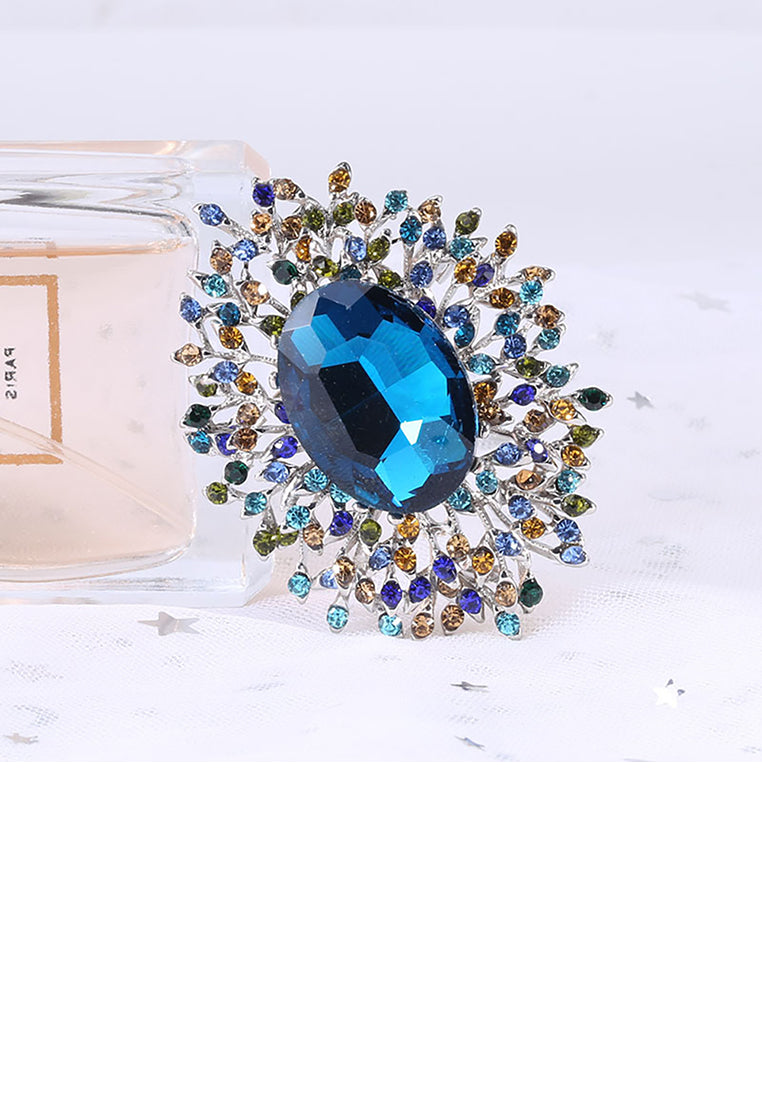 Fashion Elegant Geometric Pattern Blue Cubic Zirconia Brooch - Luxurious Look