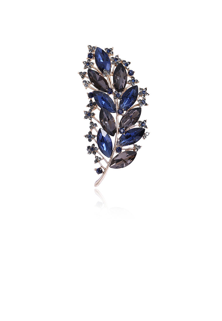 Fashion and Elegant Leaf Brooch with Blue Cubic Zirconia - Luxurious Look