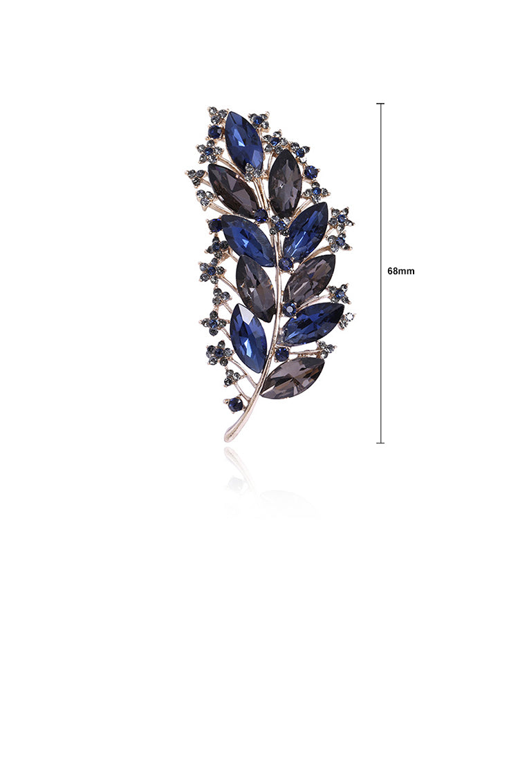 Fashion and Elegant Leaf Brooch with Blue Cubic Zirconia - Luxurious Look
