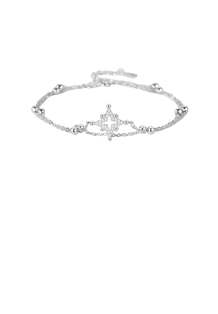 925 Sterling Silver Fashion Simple Hollow Star Double Layer Bracelet