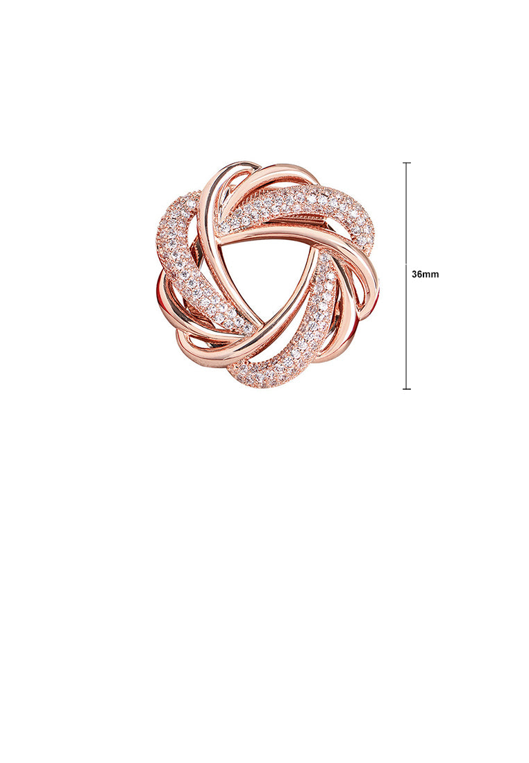 Fashion Temperament Plated Gold Rosette Brooch with Cubic Zirconia - Luxurious Look