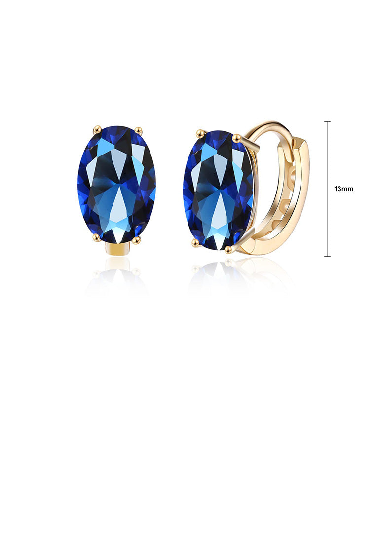 Elegant and Fashion Plated Champagne Geometric Oval Blue Cubic Zircon Earrings