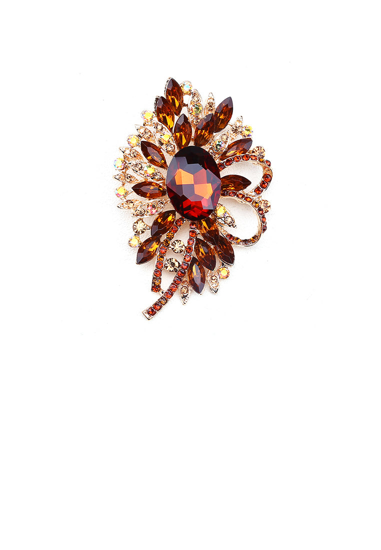 Elegant Bright Geometric Flower Brooch with Yellow Cubic Zirconia - Luxurious Look