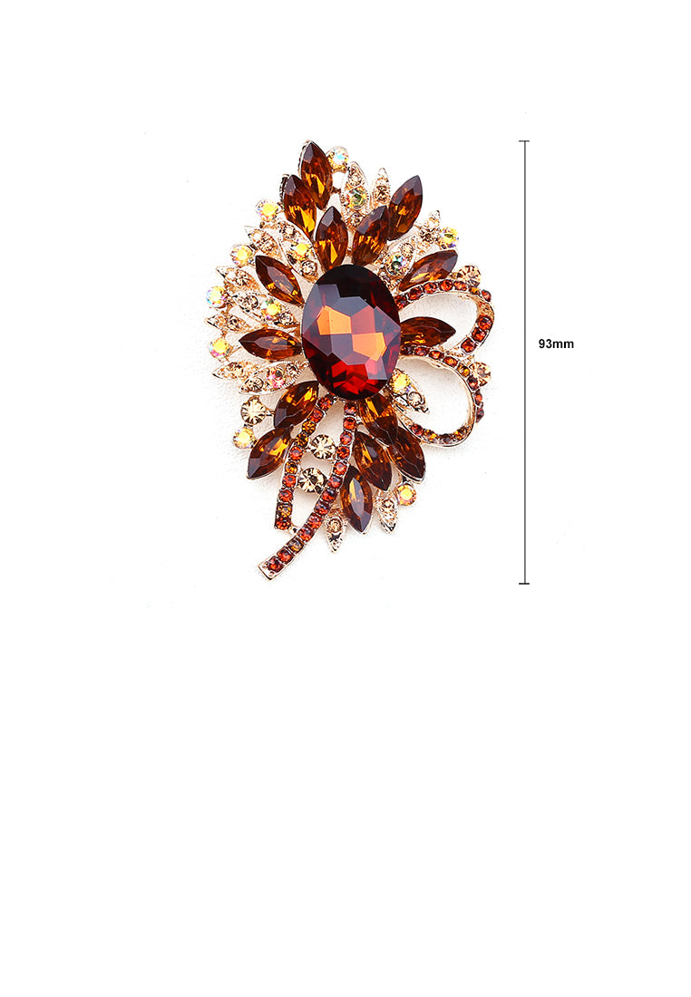 Elegant Bright Geometric Flower Brooch with Yellow Cubic Zirconia - Luxurious Look