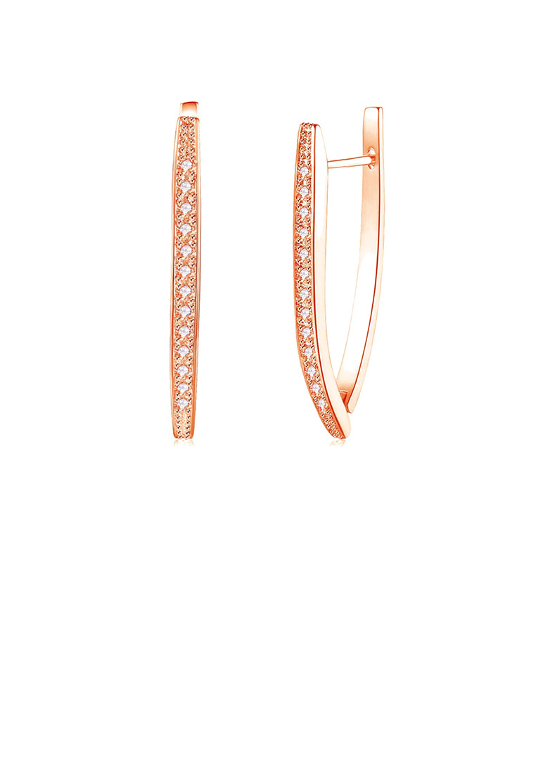 Simple Plated Rose Gold Cubic Zircon Earrings