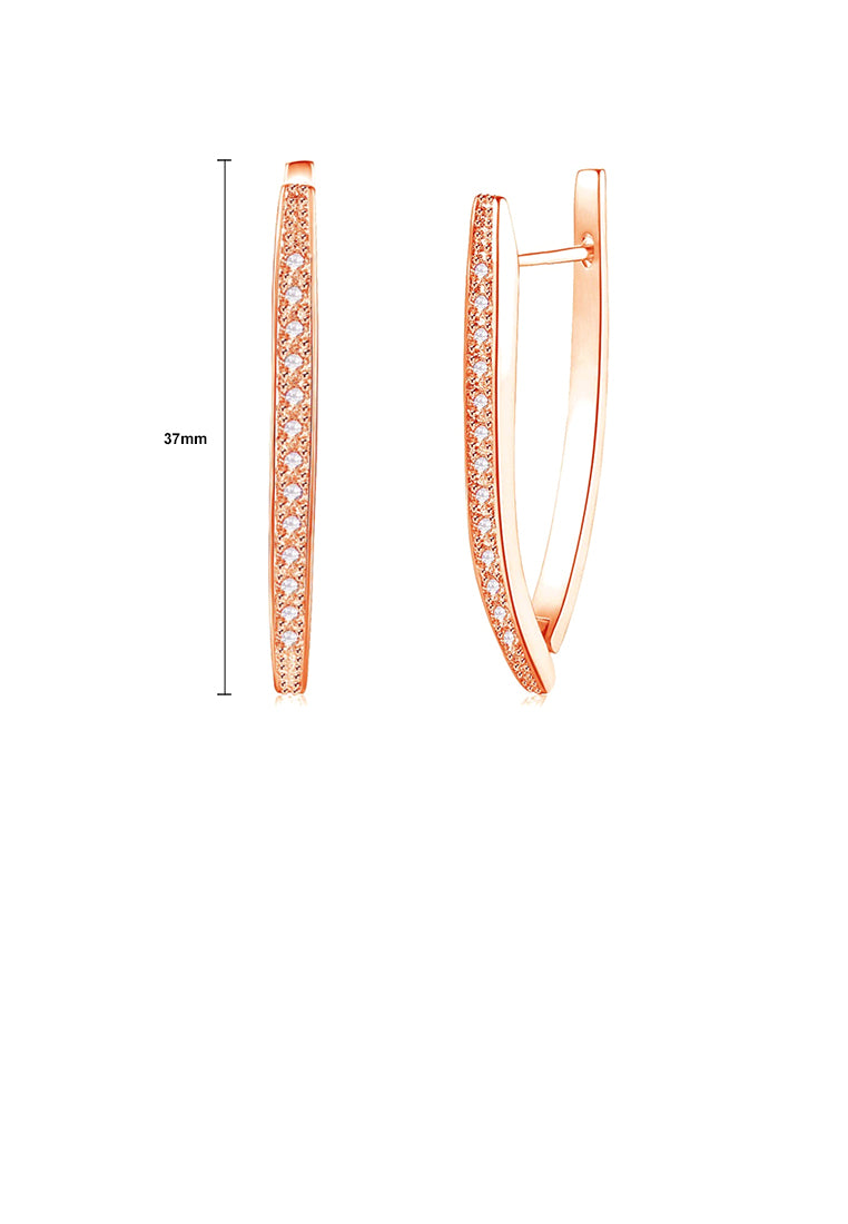Simple Plated Rose Gold Cubic Zircon Earrings