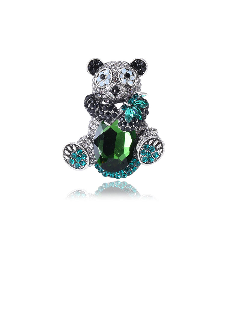 Fashion Cute Panda Brooch with Cubic Zirconia - Luxurious Look