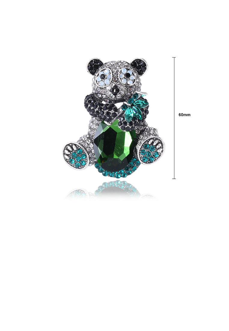 Fashion Cute Panda Brooch with Cubic Zirconia - Luxurious Look