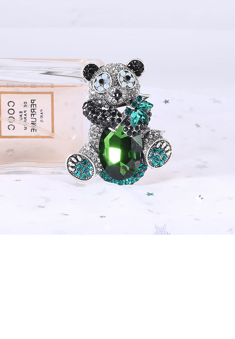Fashion Cute Panda Brooch with Cubic Zirconia - Luxurious Look