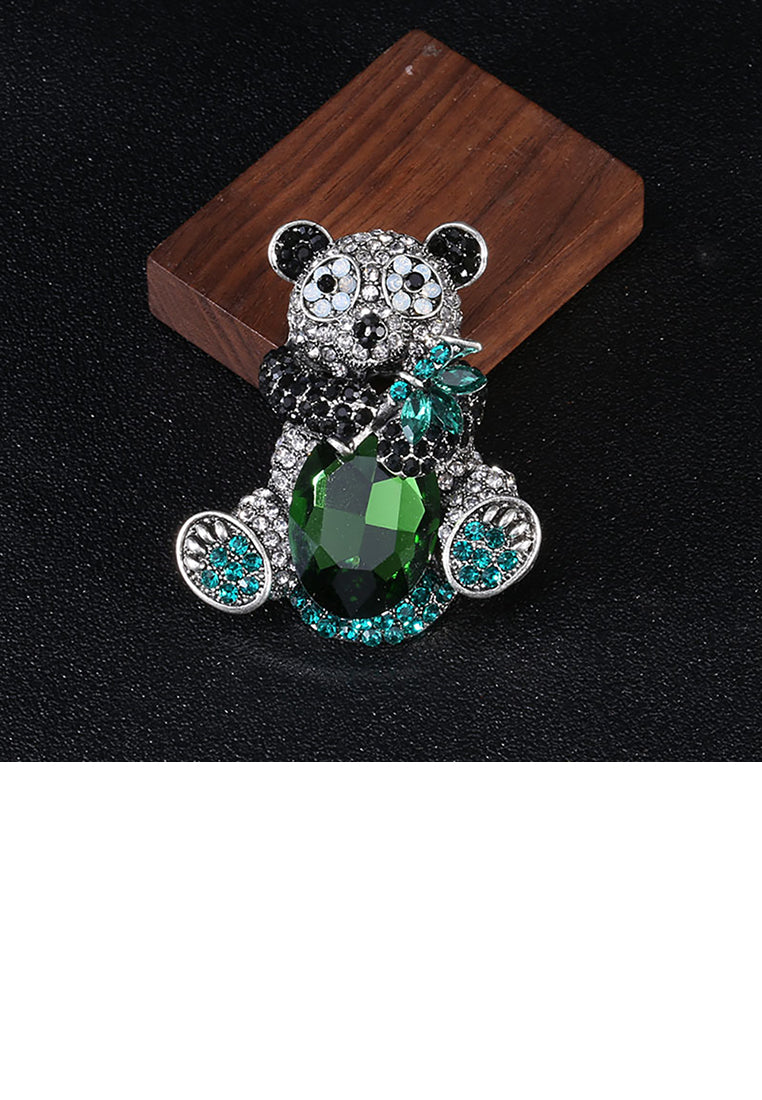 Fashion Cute Panda Brooch with Cubic Zirconia - Luxurious Look
