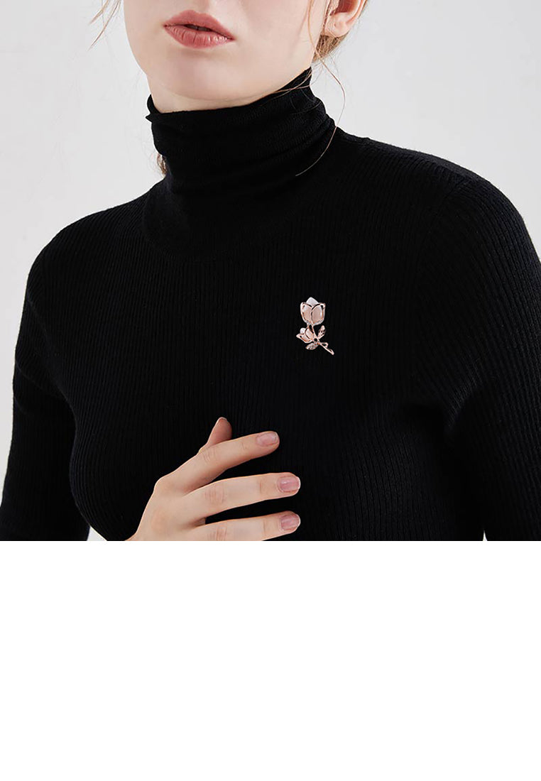 Fashion and Elegant Plated Gold Tulip Opal Brooch with Cubic Zirconia - Luxurious Look