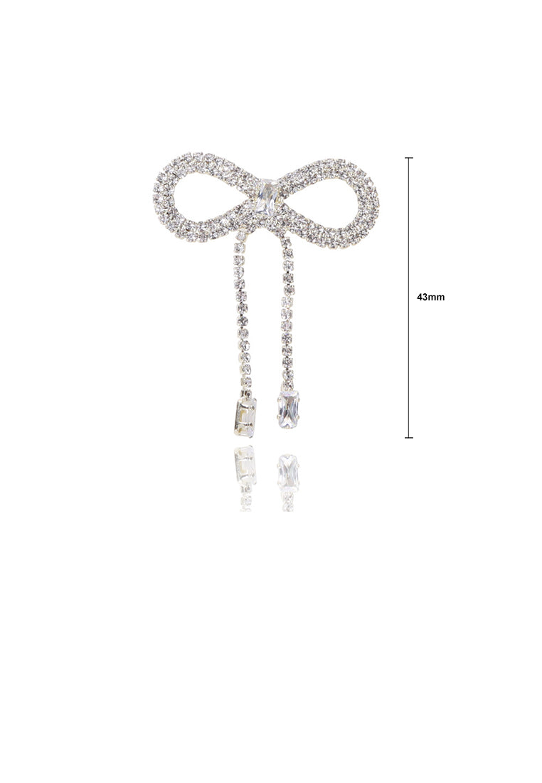 Simple and Cute Plated Gold Bow Tassel Brooch with Cubic Zirconia - Luxurious Look