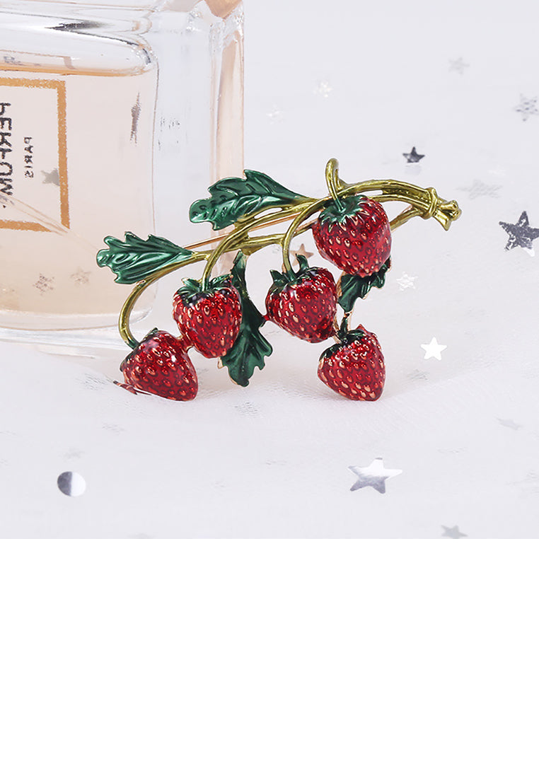 Fashion Sweet Enamel Strawberry Brooch