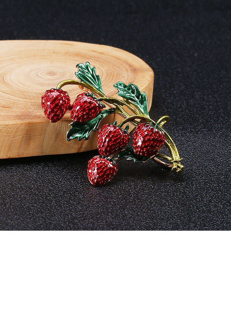 Fashion Sweet Enamel Strawberry Brooch