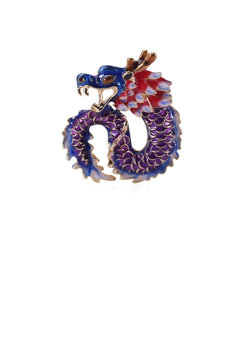 Fashion Personality Enamel Purple Twelve Zodiac Dragon Brooch