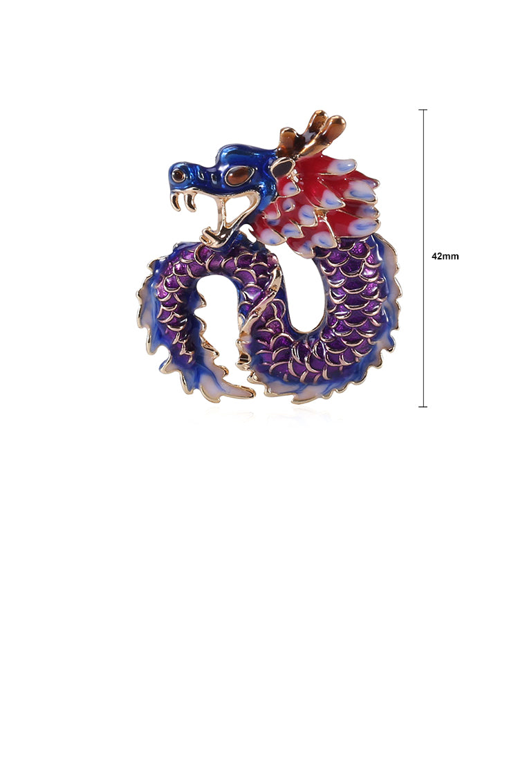 Fashion Personality Enamel Purple Twelve Zodiac Dragon Brooch