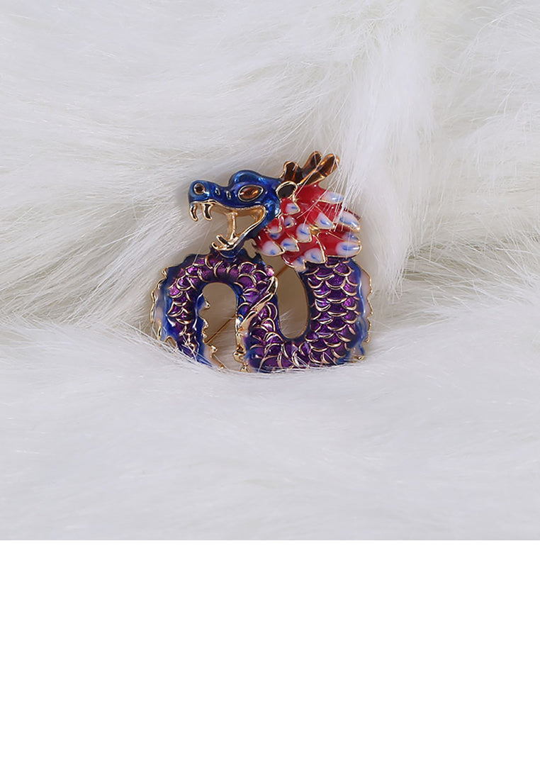 Fashion Personality Enamel Purple Twelve Zodiac Dragon Brooch