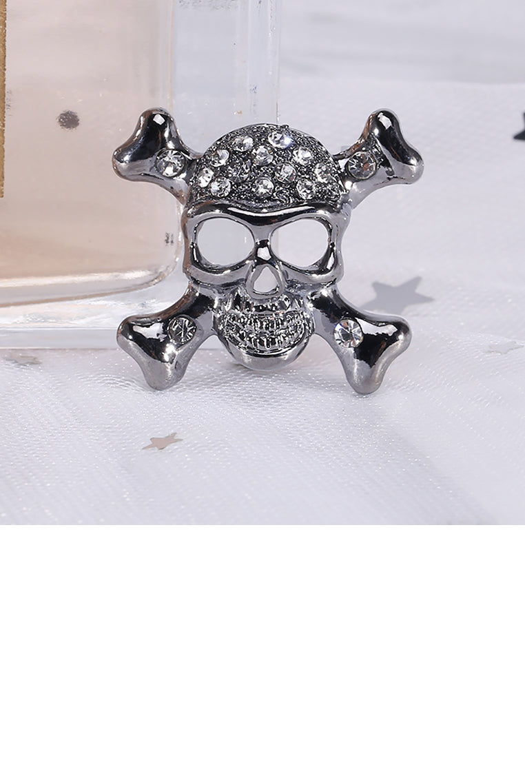 Fashion Personality Skull Brooch with Cubic Zirconia - Luxurious Look