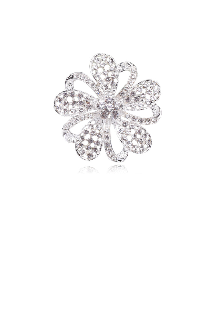 Fashion and Elegant Yellow Flower Brooch with Cubic Zirconia - Luxurious Look