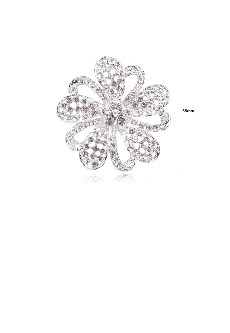 Fashion and Elegant Yellow Flower Brooch with Cubic Zirconia - Luxurious Look