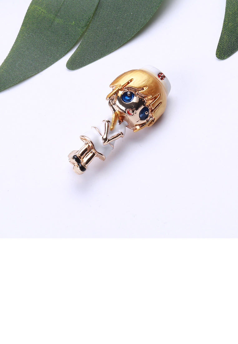 Fashion and Cute Plated Gold Enamel Nurse Brooch