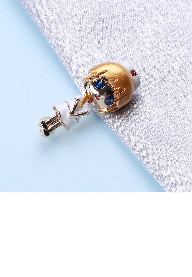 Fashion and Cute Plated Gold Enamel Nurse Brooch