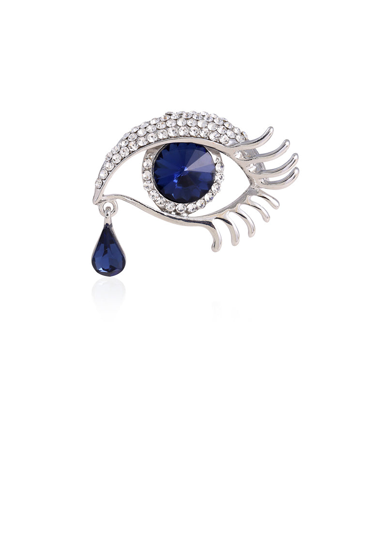 Elegant Personality Devil's Eye Brooch with Blue Cubic Zirconia - Luxurious Look
