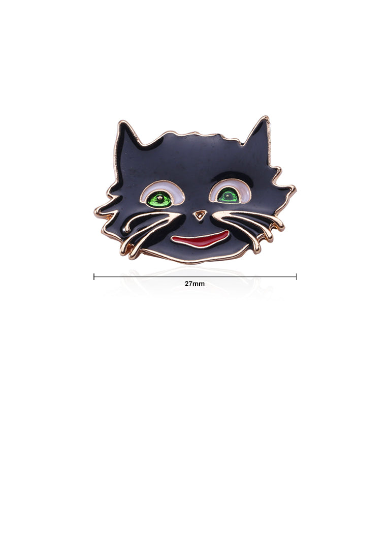Simple and Cute Plated Gold Black Cat Brooch