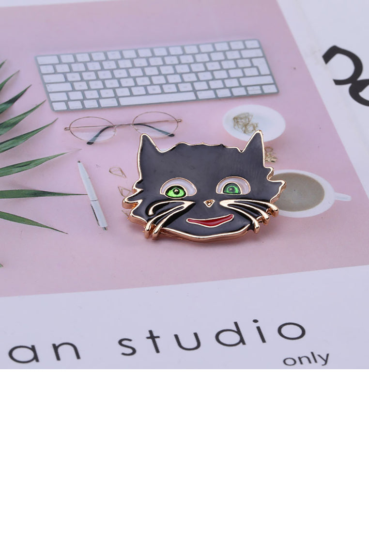 Simple and Cute Plated Gold Black Cat Brooch