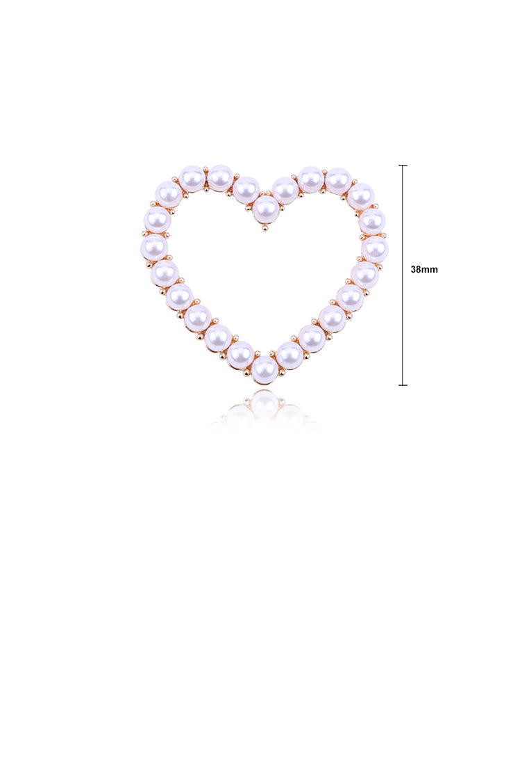 Fashion and Simple Plated Gold Hollow Heart-shaped Imitation Pearl Brooch - Luxurious Look