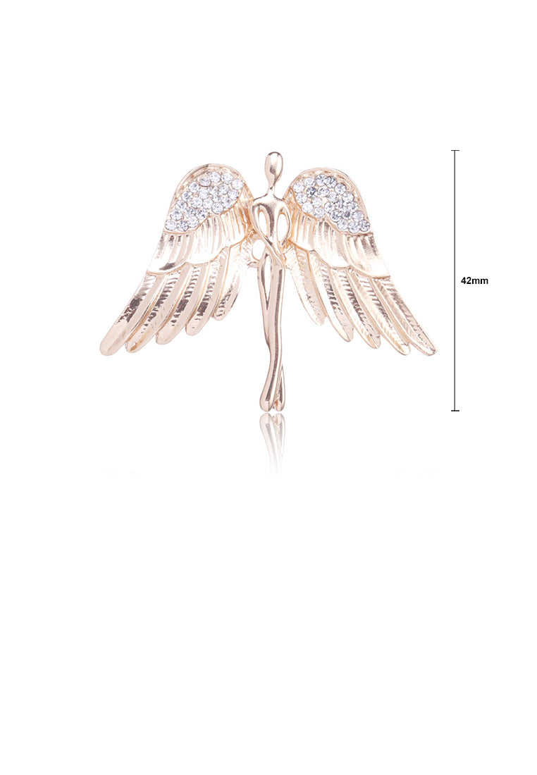 Fashion Temperament Plated Gold Angel Brooch with Cubic Zirconia - Luxurious Look